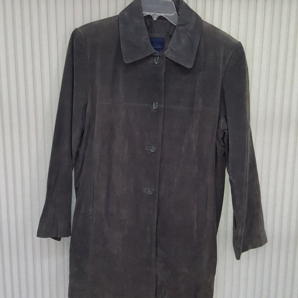 Venezia Leather Suede Jacket Size 14/16 Grey